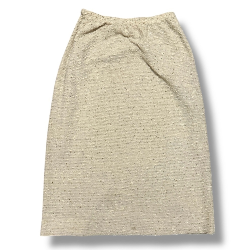 Vintage 70s/80s Beige Textured Knit Pencil Skirt Women’s Size XS Stretch Waist